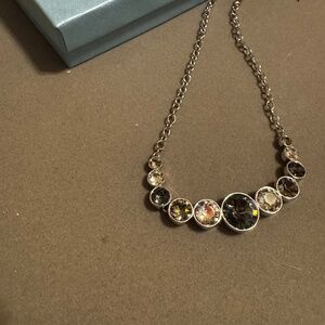 Touchstone Crystal Spot On Necklace Crystal Silver Night